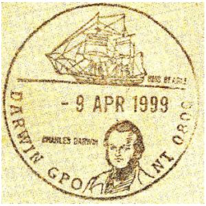 Charles Darwin on postmark of Australia 