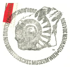 Ammonite on commemorative postmark of Austria 1976