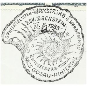 Ammonite on commemorative postmark of Austria 1983