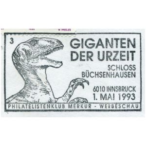 Dinosaur on commemorative postmark of Austria 1993