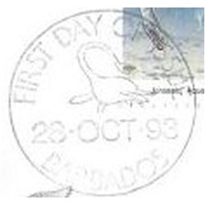 Prehistoric animals on postmark of Barbados 1993