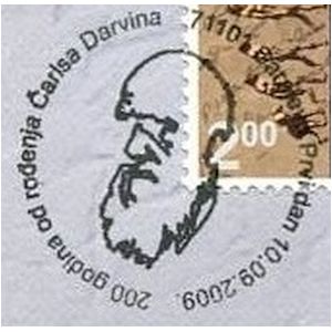 Charles Darwin on postmark of Bosnia and Herzegovina 2009