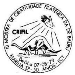 Sauropod dinosaur on commemorative postmark of Brazil 1979