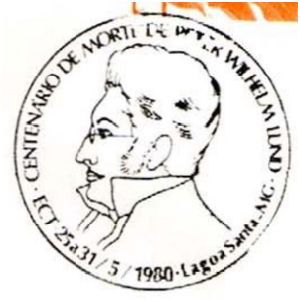 Paleontologist Peter Lund on commemorative postmark of Brazil 1980