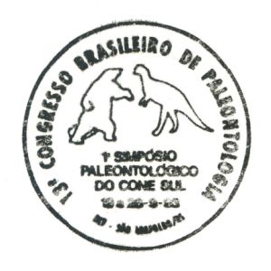 Dinosaur and prehistoric mammal on postmark of Brazil 1993