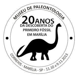 Titanosaurs dinosaur on commemorative postmark of Brazil 2013