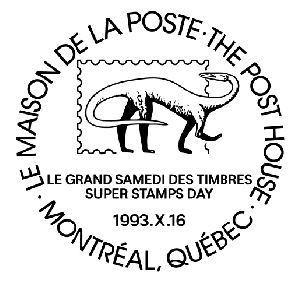 Dinosaur on postmark of Canada 1993