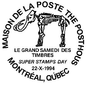 Mammoth on postmark of Canada 1994