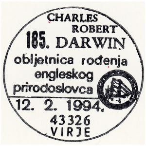 Charles Darwin on postmark of Croatia 1994