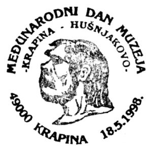 Homo neanderthalensis krapinensis from krapina on postmark of Croatia 1998