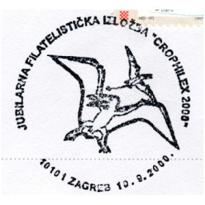 Pteranodons on postmark of Croatia 2000