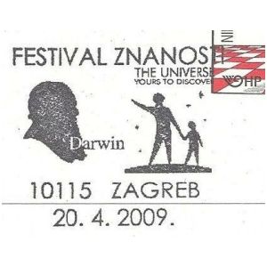 Charles Darwin on postmark of Croatia 2009