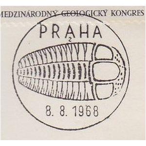 Trilobite on postmark of Czechoslovakia 1968