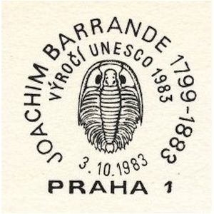 Trilobite on postmark of Czechoslovakia 1983