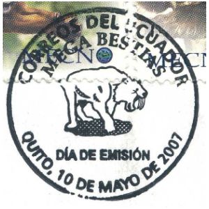 Prehistoric animals on postmarks of Ecuador 2007