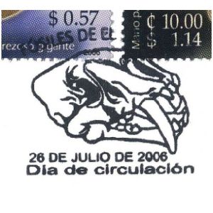 Fossils on commemorative postmark of el Salvador 2006