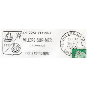 Ammonite on Villers sur Mer, La Cote Fleurie commemorative postmark of France 1969