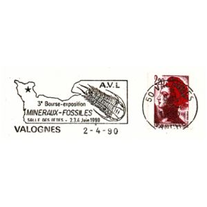 Trilobite on commemorative postmark of France 1990