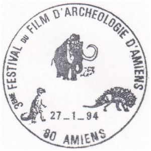 Prehistoric animals on commemorative postmark of France 1994