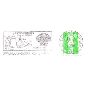 Shell Fossil on commemorative postmark of Fance 1996