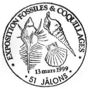 Fossil on commemorative postmark of France 1999