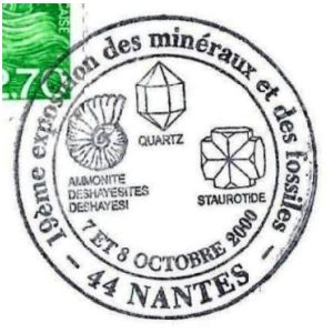Ammonite on commemorative postmark of France 2000