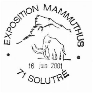 Mammoth on commemorative postmark of France 2001