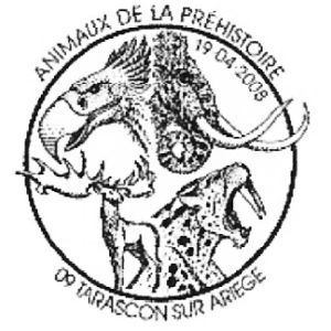 Prehistoric animal on ppstmark of France 2008