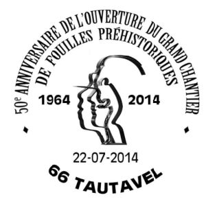 Tautavel man on commemorative postmark of France 2014