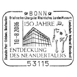 150 years of descovery of Neandertaler comemorative postmark of Germany 2006