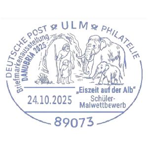 Mammoth and Neanderthal on postmark of Germany 2025