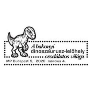Dinosaur  on commemorative postmark of Hungary 2020