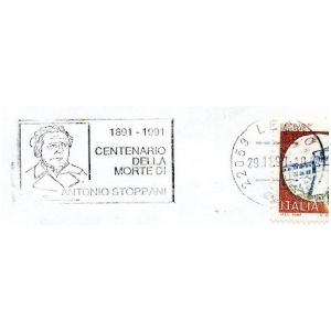 Antonio Stoppani on postmark of Italy 1991