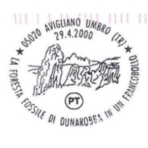 petrified forest of Dunarobba on postmark of Italy 1998
