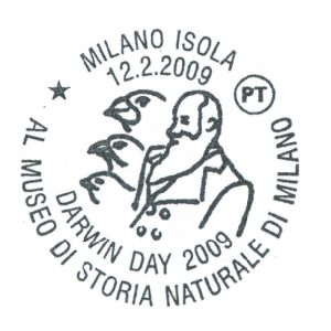 Charles Darwin on postmark of Italy 2009