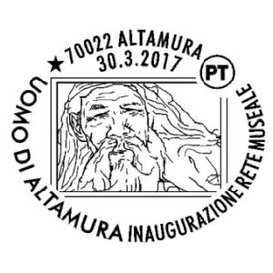 Altamura Man on commemorative postmark of Italy 2017