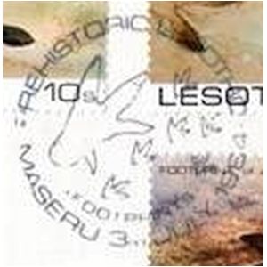 Footprint of dinosaur on commemorative postmark of Lesotho 1984