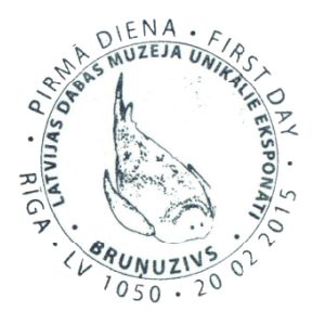Devonian fish on postark of Lithuania 2015