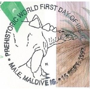 Stegosaurus on postmark of Maldives 1992