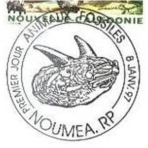 Fossil on postmark of New Caledonia 1997