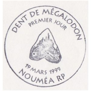 Fossil on postmark of New Caledonia 1999