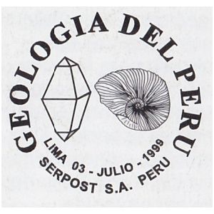 Ammonite o n postmark of Peru 1999