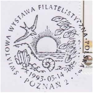 Ammonite on commemorative postmark of Poland 1993