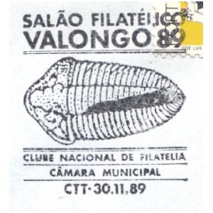 Trilobite on commemorative postmark of Portugal 1989