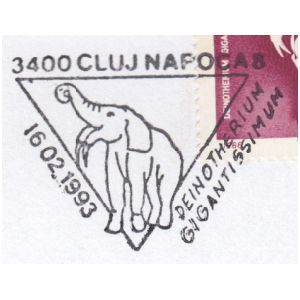 Deinotherium giganteum on commemorative postmarks of Romania 1993