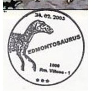 EDMONTOSAURUS dinosaurs on commemorative postmarks of Romania 2003