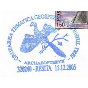 Archaeopteryx on commemorative Geospepa postmarks of Romania 2005