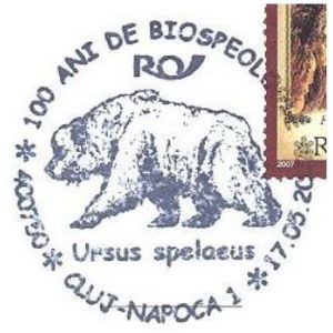 Cave baer, Ursus spelaeus on commemorative postmarks of Romania 2007