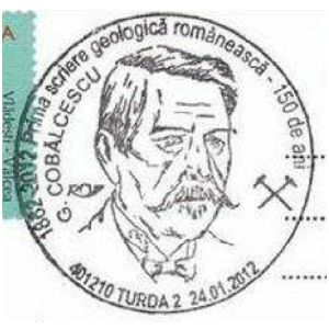 Romanian paleontologist Ion Simionescu on commemorative postmarks of Romania 2013