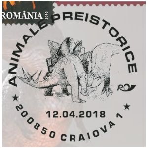 Dinosaurs on commemorative postmark of Romania 2018